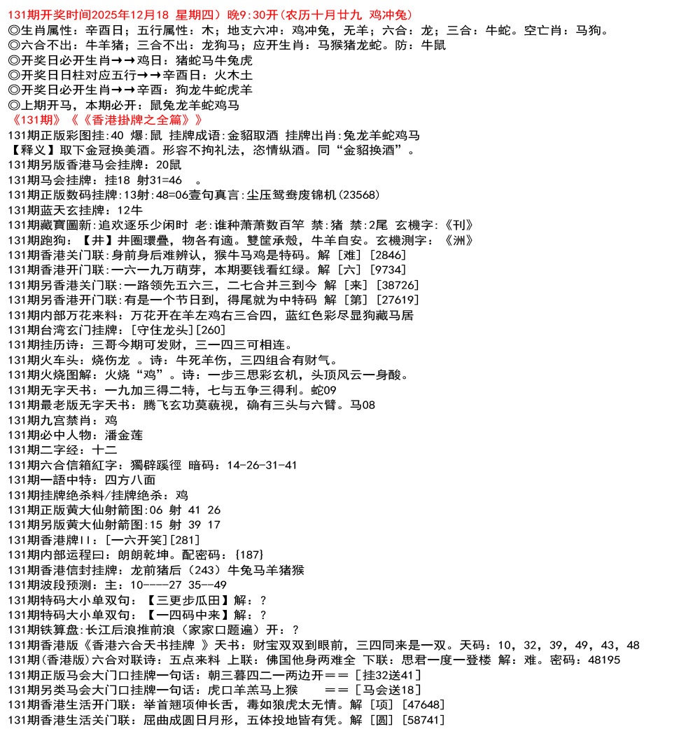 131期九龙挂牌全篇[图]